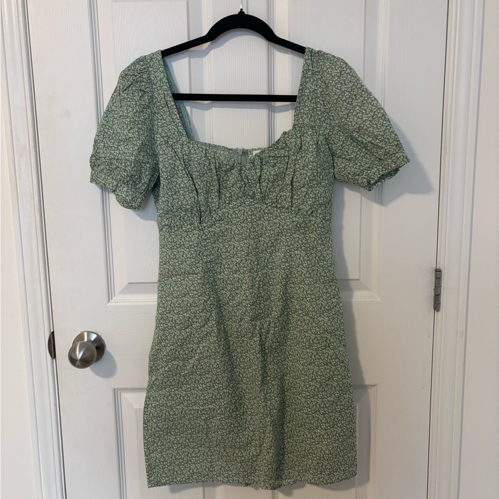 Green Patterned Mini Dress